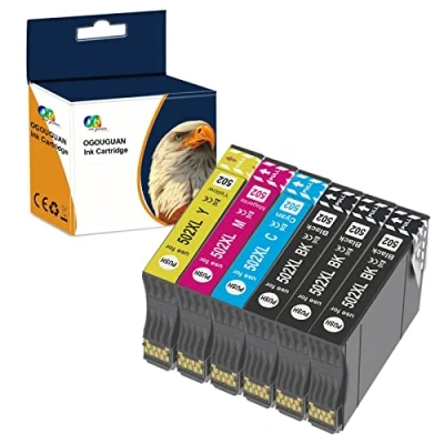 Immagine di OGOUGUAN 502XL Cartucce Sostituzione per Epson 502 XL d&#039;inchiostro Workforce WF 2860DWF 2865DWF WF2860 2860 2865 WF2865 Expression Home XP 5100 5105 XP5115(6pcs)
