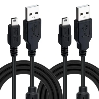 Immagine di Mcbazel Lotto di 2 Cavi Ricarica e Connessione USB a Mini da 3 Metri per Controller DualShock PS3/Gamepad/Dispositivo con Porta Anello Magnetico Anti Interferenze Nero