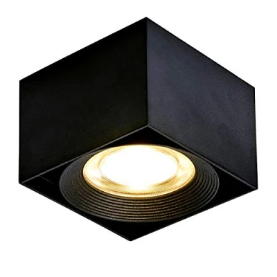Immagine di Dr.lazy Lampada da soffitto a LED regolabile 10W regolabile, plafoniera, faretto di superficie, faretti montati, quadrato, luce interna, 10X10x7cm (nero 3000K) [Classe energetica A+]