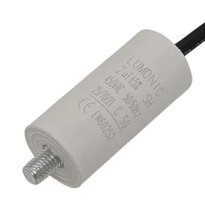 Immagine di Lumonic Condensatore di avviamento con Filo 25cm I 2µF 450V 26x55mm 2uF motore custodia in plastica esercizio