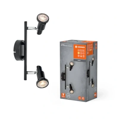 Immagine di LEDVANCE LED SPOT GU10 2 x 3,4 W, 460 lm, nero, temperatura di colore 2.700 K, della luce bianco caldo, design senza tempo, lampada sostituibile, ideale per interni, teste regolabili