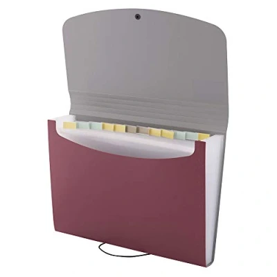 Immagine di D.RECT 5888 Cartella Documenti Espandibile Smistatore di Selezionatore A4 a Fisarmonica Tascabile per 12 Scomparti Rosso
