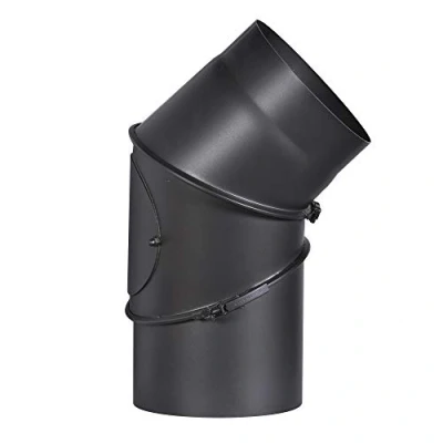 Immagine di FIREFIX R180/B Tubo per stufa, in acciaio spesso 2 mm, diametro 180 stufe e focolari, Senotherm, nero, regolabile da 0 a 90 gradi, con porta di pulizia