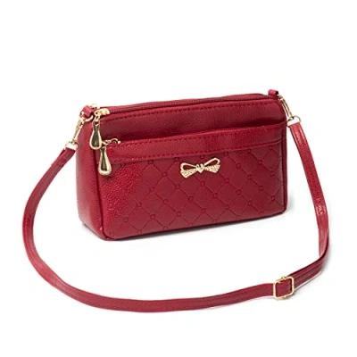 Immagine di FULEI Borse da donna a spalla piccole quadrati in finta pelle grezza corpo signora elegante decorazione farfalla, rete, Small, Rosso, S