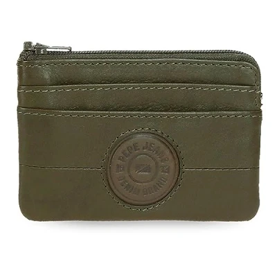 Immagine di Pepe Jeans Cracker Portafoglio Verde 11 x 7 1,5 cm Pelle, Verde, Taglia unica, Portamonete