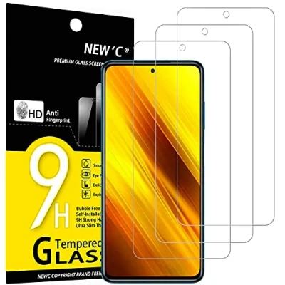 Immagine di NEW&#039;C 3 Pezzi, Vetro Temperato per Xiaomi Poco X3 / Pro/Poco NFC, Pellicola Prottetiva Anti Graffio, Impronte, Senza Bolle, Durezza 9H, 0,33mm Ultra Trasparente, Resistente