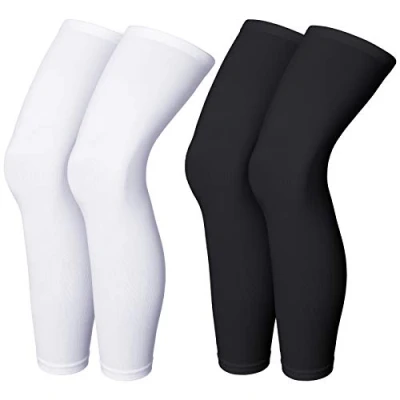 Immagine di 4 Maniche Gamba a Compressione Gambe Tutta Lunghezza da Ciclismo Sportive per Uomo Donna, Supporto Ginocchio, Coscia, Polpaccio, Corsa, Pallacanestro, Grande