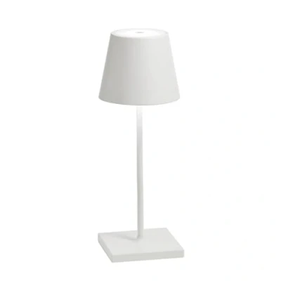 Immagine di Zafferano, Lampada Poldina Pro Mini, da Tavolo Ricaricabile e Senza Fili con Controllo Touch, Utilizzabile anche come Esterni, Dimmer, 2200 3000 K, Altezza 30 cm, Colore Bianco