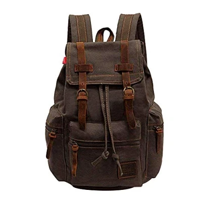 Immagine di koolehaoda Retro Zaino Unisex Casual 17&quot; Laptop Notebook Studente di Viaggio Viaggi Esterno Scuola Borsa a Zainetto Daypack Tela (L Army Green)