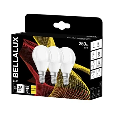 Immagine di BELLALUX Lampada a LED, base E14, bianco caldo (2700K), opaco, forma goccia, sostituzione della lampadina convenzionale 25W, confezione doppia