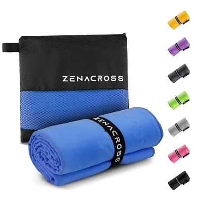 Immagine di Zenacross Asciugamano Palestra 70x140cm con Borsa per il Trasporto Microfibra a Rapida Asciugatura e Versatile Telo Taglie L Blu