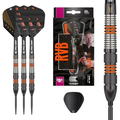 Immagine di Target Darts Set di Freccette Raymond Van Barneveld RVB 80 Nero G2 21G 80% Tungsteno Punta in Acciaio Swiss Point