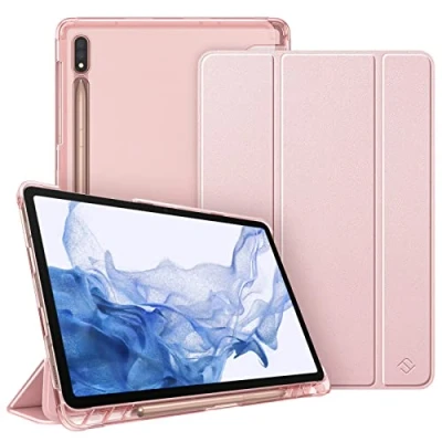 Immagine di FINTIE Custodia per Samsung Galaxy Tab S8 11&#039;&#039; 2022 SM X700/X706 / S7 2020 T870/T875 con S Pen Holder, Sottile Leggero Case Posteriore Trasparente Cover Auto Sveglia/Sonno, Oro Rosa