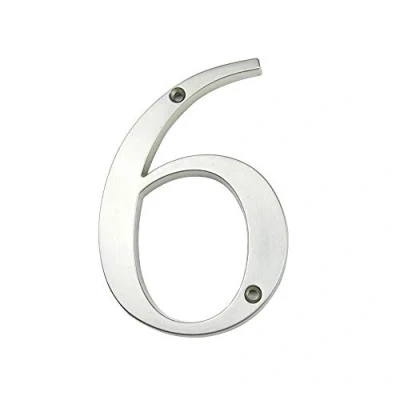 Immagine di HASWARE Numero civico Segnale 4 pollici (10 cm) Numeri di porta moderni Segnaletica Targa Indirizzo casa in lega zinco (6, Argento)