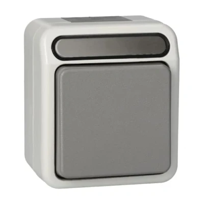 Immagine di Merten 1 pezzo Interruttore per ambienti umidi Completo Pulsanti AQUASTAR Grigio luminescente 4074993