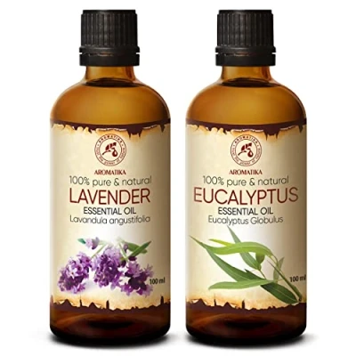 Immagine di Olio Essenziale Set 2 x 100 ml di Lavanda Eucalipto Pure &amp; Natural Calmante Relax Diffusore Aroma Fresco Aromaterapia