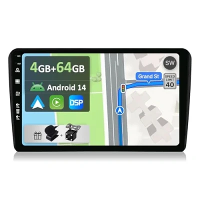 Immagine di YUNTX Android 13 2 Din Radio con navigazione per Audi A3 8P/8PA (2003 2013): [Integrato CarPlay/Android Auto/DSP/GPS] IPS 2.5D 9Touch screen DAB/Bluetooth 5.0/Controllo del volante/USB/WiFi