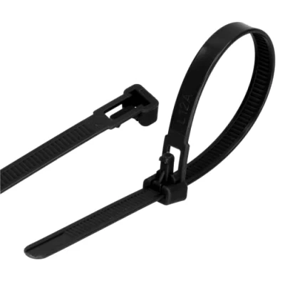 Immagine di GARDENIX Fascette per piante, 100 pezzi (7,6 mm x 200 mm, nero), riutilizzabili, regolabili