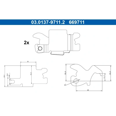 Immagine di Kit di riparazione, ganasce dei freni ATE 03.0137 9711.2