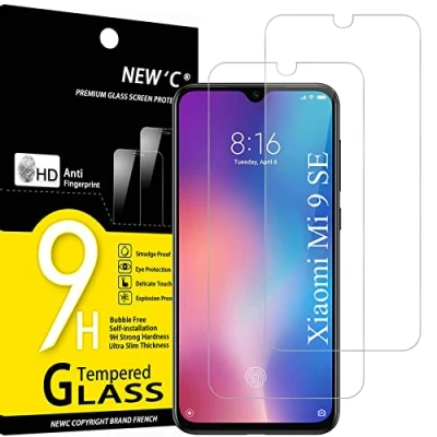Immagine di NEW&#039;C 2 Pezzi, Vetro Temperato per Xiaomi Mi 9 SE, Play, Pellicola Prottetiva Anti Graffio, Impronte, Senza Bolle, Durezza 9H, 0,33mm Ultra Trasparente, Resistente