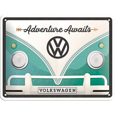 Immagine di Nostalgic Art Targa Vintage Volkswagen Bulli T1 Adventure Awaits Idea Regalo per i Bus VW, in Metallo, Design Retro Decorazione, 15 x 20 cm