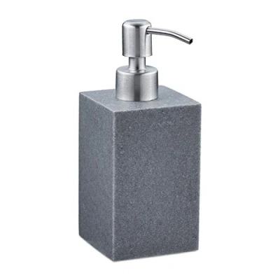 Immagine di Relaxdays Dispenser di Sapone, 300ml, Portasapone Ricaricabile Manuale, Accessorio Bagno &amp; Cucina, Rettangolare, Grigio, 1 pz