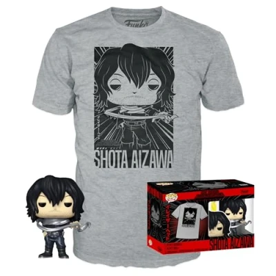 Immagine di Funko Pop! &amp; Tee: My Hero Academia (MHA) Shota Aizawa Extra Large (XL) T Shirt, Maglietta Vestiti con Figura in Vinile da Collezione Idea Regalo Giocattoli e Top a Maniche Corte Uomini