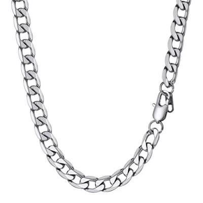Immagine di PROSTEEL Collana Uomo Donna Catena Cubana Barbazzale Grossa Grande 9mm, Lunghezze 50 cm, Acciaio Inossidabile, Argento, Hip Hop Rap Rapper, con Confezione Regalo