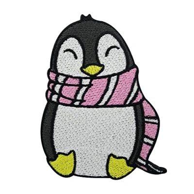 Immagine di Finally Home toppa termoadesiva con pinguino sciarpa, motivo: animali da cucire, pinguini