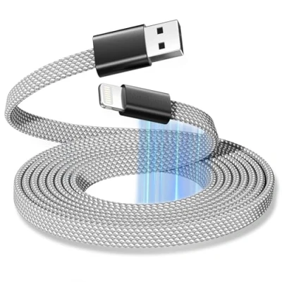 Immagine di cavo magnetico bobina Lightning Cable, 1.5M MFI certificato caricatore ricarica rapida, piatto avvolto i Phone intrecciato per auto compatibile con 14 13 12 11 pro Max xr XS X