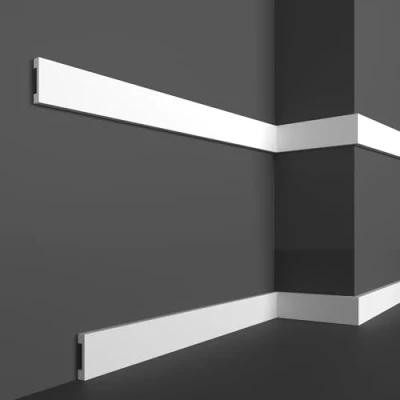 Immagine di Battiscopa da 2 metri, misure 4 x 1 cm, zoccolino in duropolimero hdps (più resistente del pvc e legno) bianco pitturabile, non fa muffa HCR504