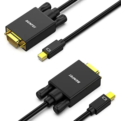 Immagine di Mini DisplayPort a VGA 1,8 m 2 Confezioni, BENFEI DP Display Port cavo maschio placcato oro per MacBook, iMac (LG51) Surface Pro e Laptop