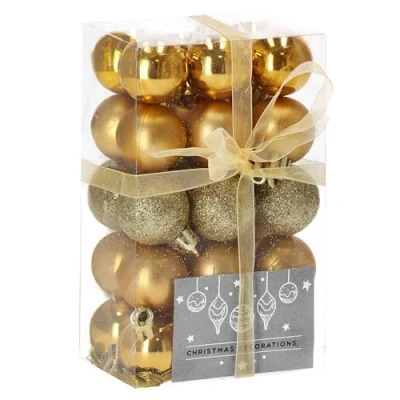 Immagine di SPRINGOS Palline artificiali per albero di Natale, 30 pezzi, infrangibili, glitter, opache, lucide, decorazioni natalizie (oro)