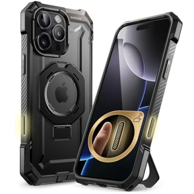 Immagine di SUPCASE Cover per iPhone 16 Pro 6.3&#039;&#039; 2024 con Supporto (Unicorn Beetle Grip), [Compatibile MagSafe] [Protezione dalle Cadute di Grado Militare] Custodia Magnetica Robusta e Resistente (Nero)