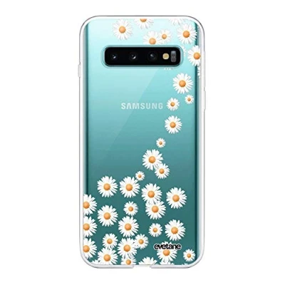Immagine di Evetane Cover in silicone compatibile con Samsung Galaxy S10 Plus Protezione integrale 360, sottile e trasparente anteriore posteriore Alta resistenza Margherita