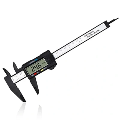 Immagine di Vinabo Calibro Digitale, Professionale Digitale Classico da 150 mm / 6 Pollici con Ampio Display LCD Electronic Digital Caliper per Misurzione Esterna, Interna, Profondità e di Passo, Nero
