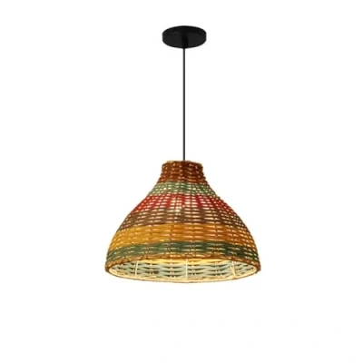 Immagine di CHUNGYANG Lampada A Sospensione 1 Luce, Lampadario In Bambù Stile Giapponese, E26/E27 Lampade Intrecciate Mano Rattan Naturale, Apparecchi Di Illuminazione Soffitto