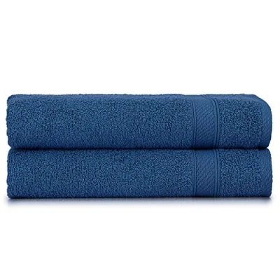 Immagine di nottoc Telo Doccia Blu Navy, Set Asciugamani Super Assorbenti, ad Alto Assorbimento, 100% Cotone, 2 Asciugamano (70x140cm)