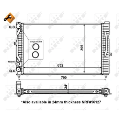 Immagine di NRF EASY FIT 509504 Radiatore motore Alluminio 632 395 33 senza sensore, con anello tenuta Alette di raffreddamento saldate AUDI: A6 C5 Avant