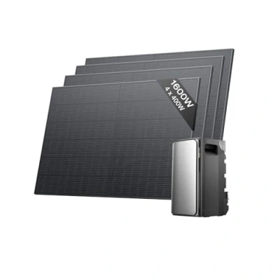 Immagine di ECOFLOW kit fotovoltaico con batteria (1600W,1,92kWh), STREAM Ultra 1,92 kWh, 4x400 W panelli solari rigidi e contatore intelligente, ingresso solare 2.800 W(4 MPPT), 2 porte CA 2.300 W, microinverter