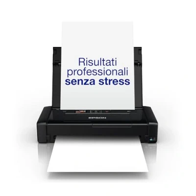 Immagine di Epson Workforce WF 110W, Stampante A4 Portatile Inkjet, Connettività Wi Fi e Direct, Batteria Integrata,Display LCD, 7 ppm in bianco/nero, Nero
