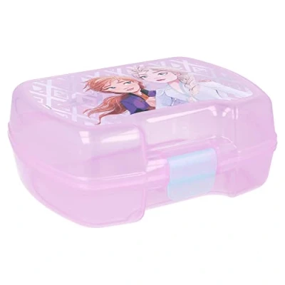 Immagine di Sandwich Box Bambine Disney Frozen con 3 Scomparti, in plastica senza BPA, riutilizzabile e lavabile, non adatta a microonde lavastoviglie