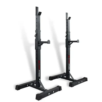 Immagine di ZERRO Coppia Supporto per bilanciere Rack Squat Pesi Porta Manubri Altezza Regolabile su 12 Livelli,Max 150KG, Color:Nero
