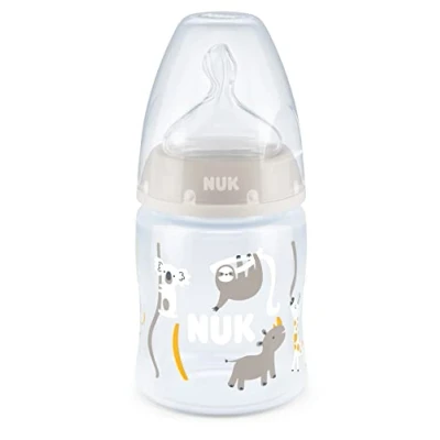 Immagine di NUK First Choice+ biberon 0 6 mesi Controllo temperatura Sfiato Anti Colica Senza BPA 150 ml Tettarella in silicone Safari (neutro), 10215363