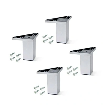 Immagine di Emuca 2039625 Piede con Viti di Fissaggio per Mobile, Verniciato Alluminio, H 80mm, Set 4 Pezzi
