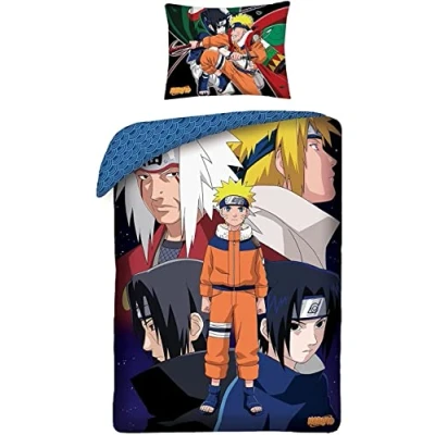 Immagine di Halantex, Naruto Set di biancheria da letto per bambini, copripiumino 140 x 200 cm + federa 70 90 cm, cotone