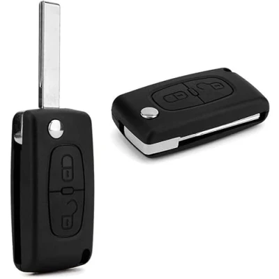 Immagine di Guscio Chiave in Silicone Nero Compatibile Citroen C3, C4, C5, C2 Picasso e Peugeot 107, 206, 207, 307, 308, 406, 407 Design Originale Resistente dal Look Elegante