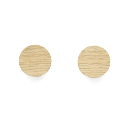 Immagine di 2 pomelli in legno di quercia scandinava non trattato, rotondi, per cassettiere, cassetti, porte, idea regalo (2,4 cm diametro)