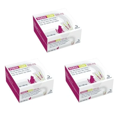 Immagine di Porus ONE Confezione Tripla 3 x 30 500 mg Alimento complementare a basso contenuto proteico Per gatti con problemi renali ridurre l&#039;aumento delle tossine uremiche