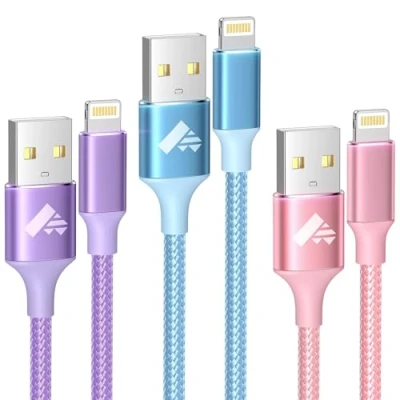 Immagine di Cavo iPhone [2Metri 3Pezzi] Ricarica Filo Caricatore Carica Rapida Certificato MFi Lungo Lightning USB Caricabatterie Cavetto per 11 12 13 14 Pro Max Plus Mini XS XR X 8 7 6 SE iPad